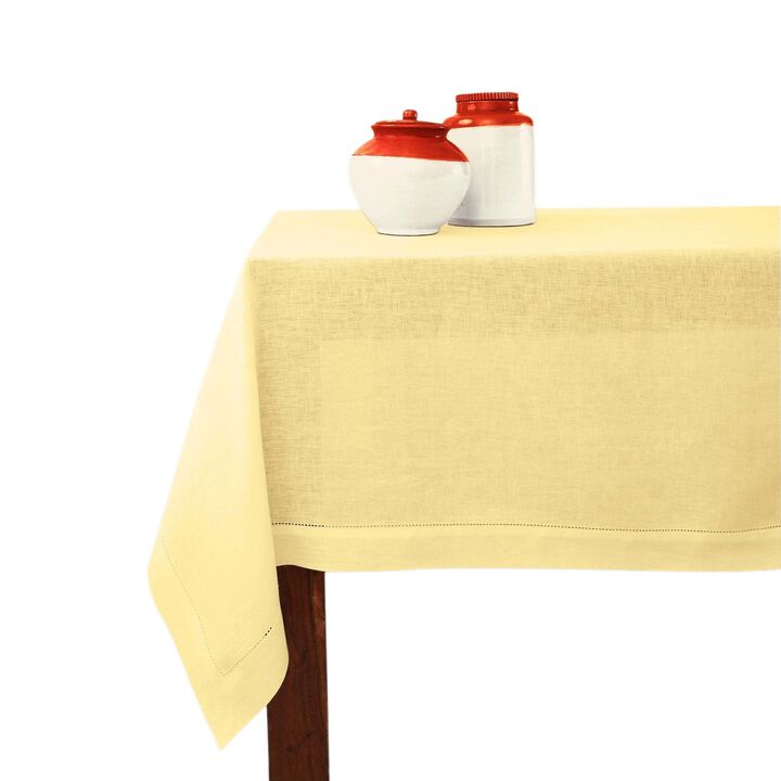 Solino Home 100% Pure Linen Tablecloth | Classic Hemstitch