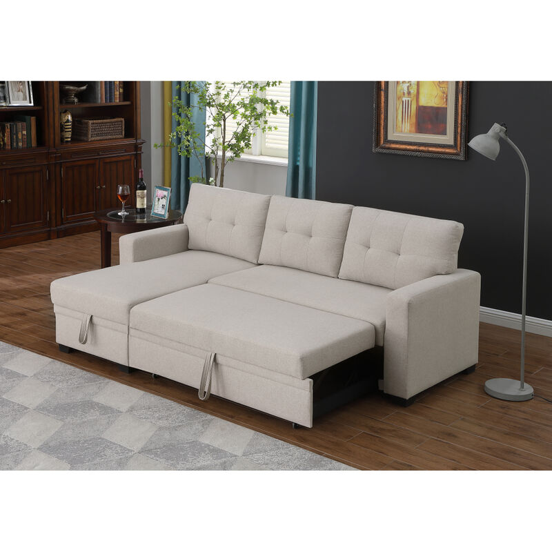 Upholstered Pull Out Sectional Sofa With Chaise
