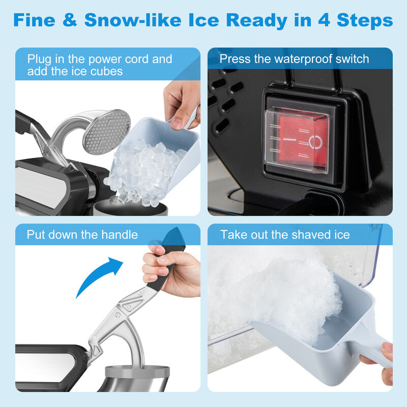 300W Commercial Ice Crusher with Dual Blades and Safety Switch