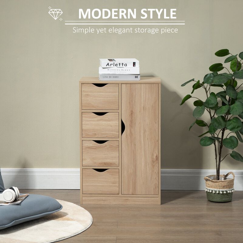 Oak Bathroom Storage: Freestanding Cabinet with 4 Drawers