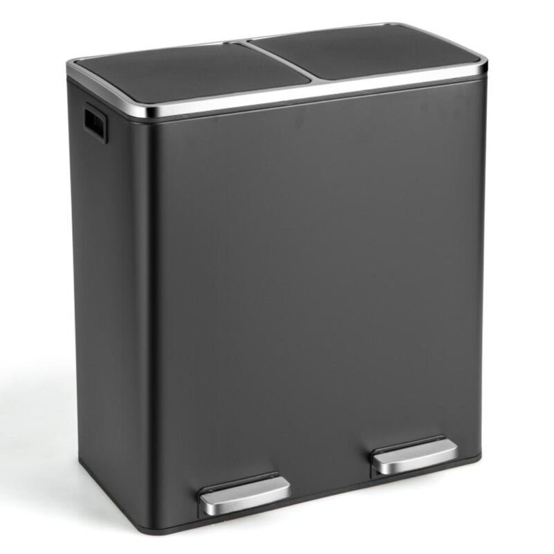Hivvago 16 Gallon Dual Step Trash Can Recycling Double Bucket Pedal
