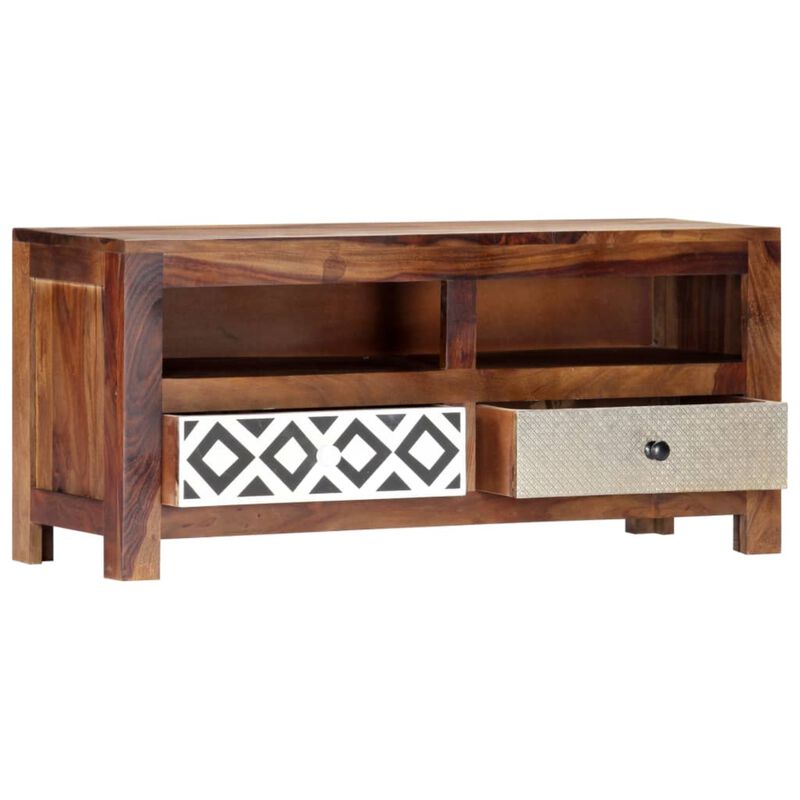 vidaXL TV Cabinet 35.4"x11.8"x15.7" Solid Sheesham Wood