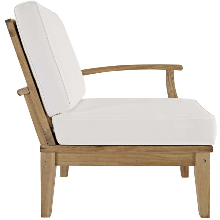 Modway - Marina Outdoor Patio Teak Right-Facing Sofa Natural Navy