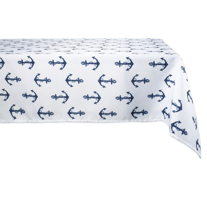 84" Outdoor Tablecloth with Printed Anchors Design