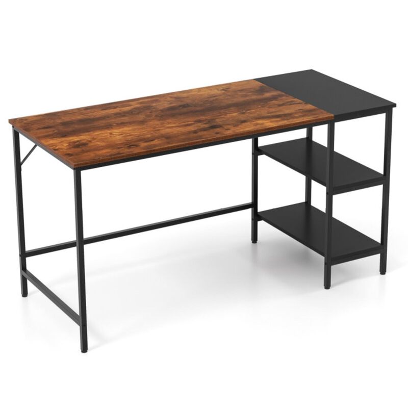 Hivvago 55" Modern Industrial Style Study Writing Desk with 2 Storage Shelves