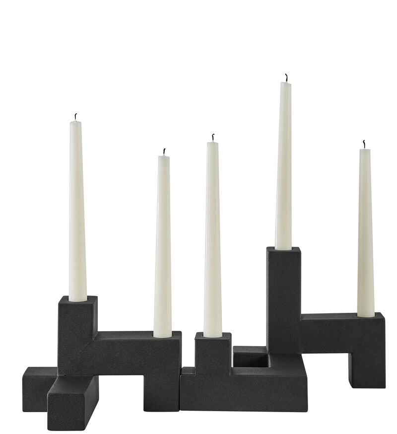 Danya B. Contemporary Black Metal 2-Piece Stacking Candelabra Taper Candle Holder Set