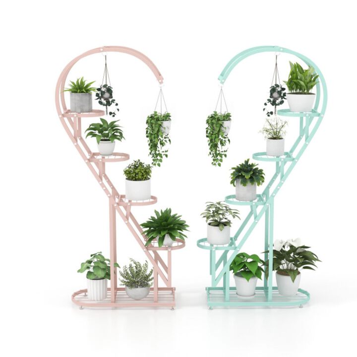 Hivvago 5 Tier Metal Plant Stand with Hanging Hook for Multiple Plants