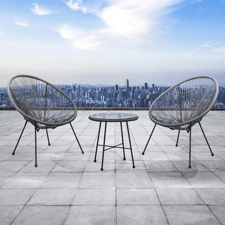 DUKAP Sassio 3 piece Conversation Patio Set - Black