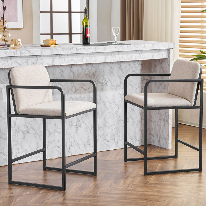 Merax Modern Upholstered Counter Height Bar Stool Set of 2