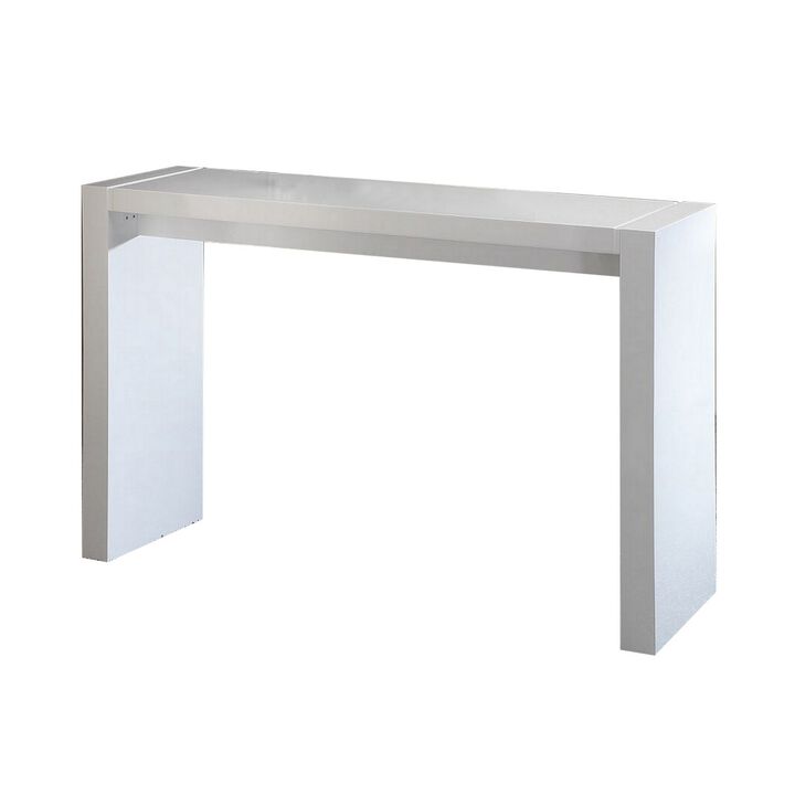 Joey 60 Inch Modern Bar Table, Lacquered White Finish, Composite Wood Frame-Benzara