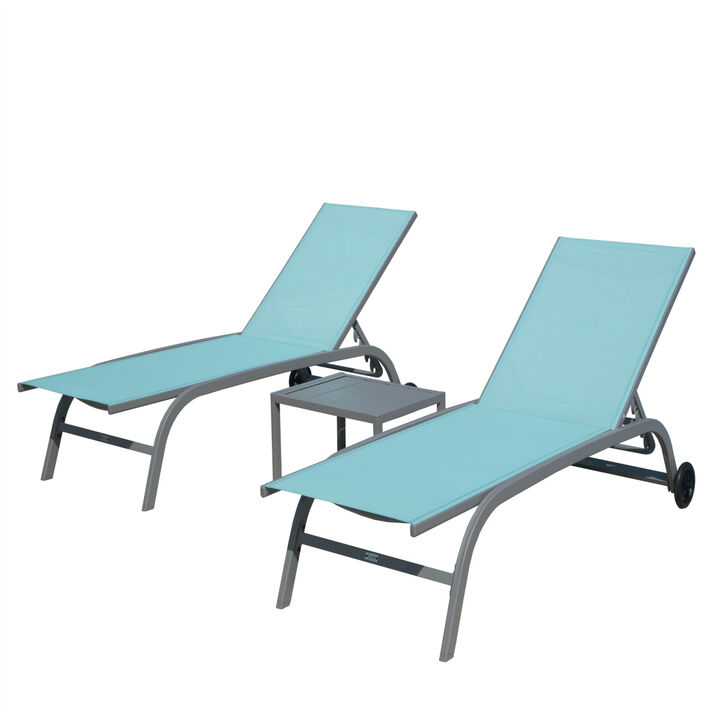 Turquoise Blue Outdoor Chaise Lounge Set