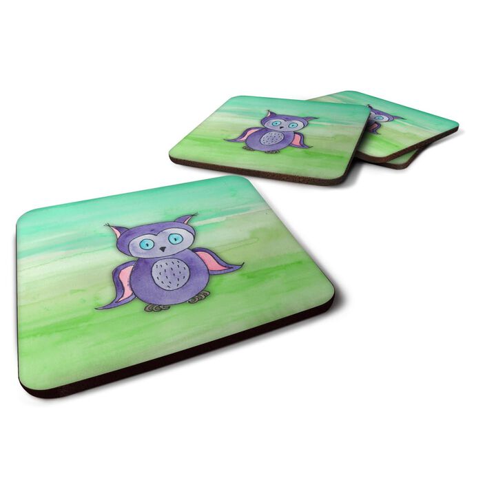 Caroline's Treasures Purple Owl Watercolor Decorative coasters, 3.5, Multicolor