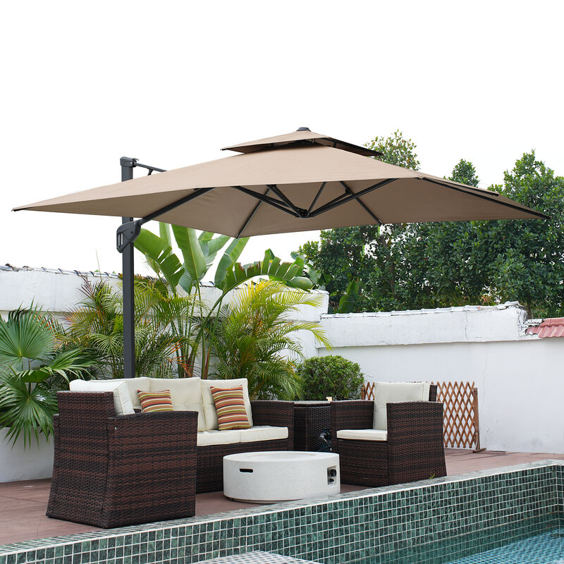 MONDAWE 10 ft. Square Offset Cantilever Outdoor Patio Umbrella