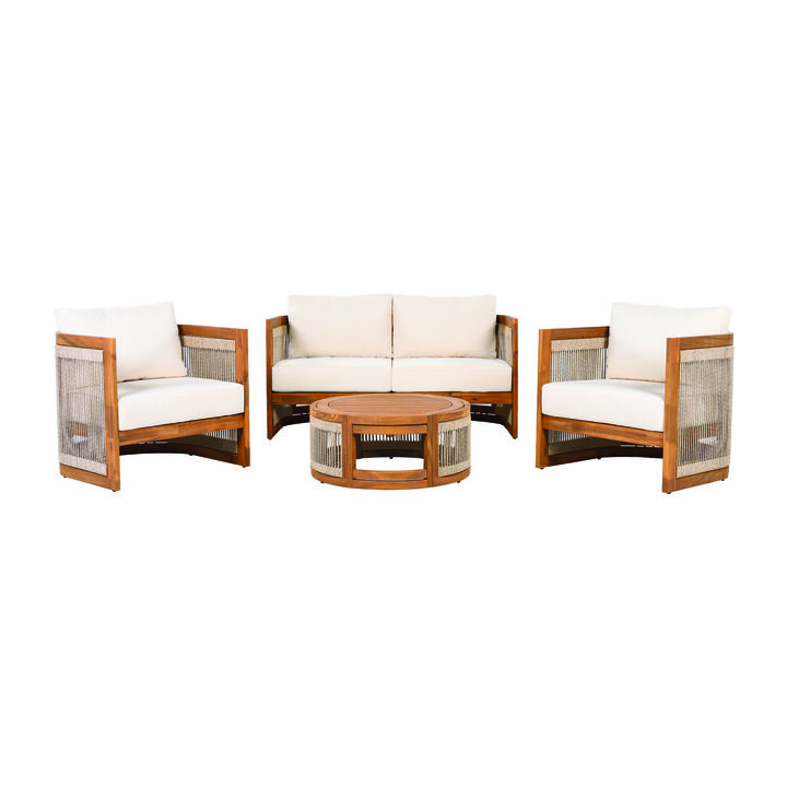 Merax 4-Piece Patio Seating Group Acacia Wood Outdoor Furniture Set