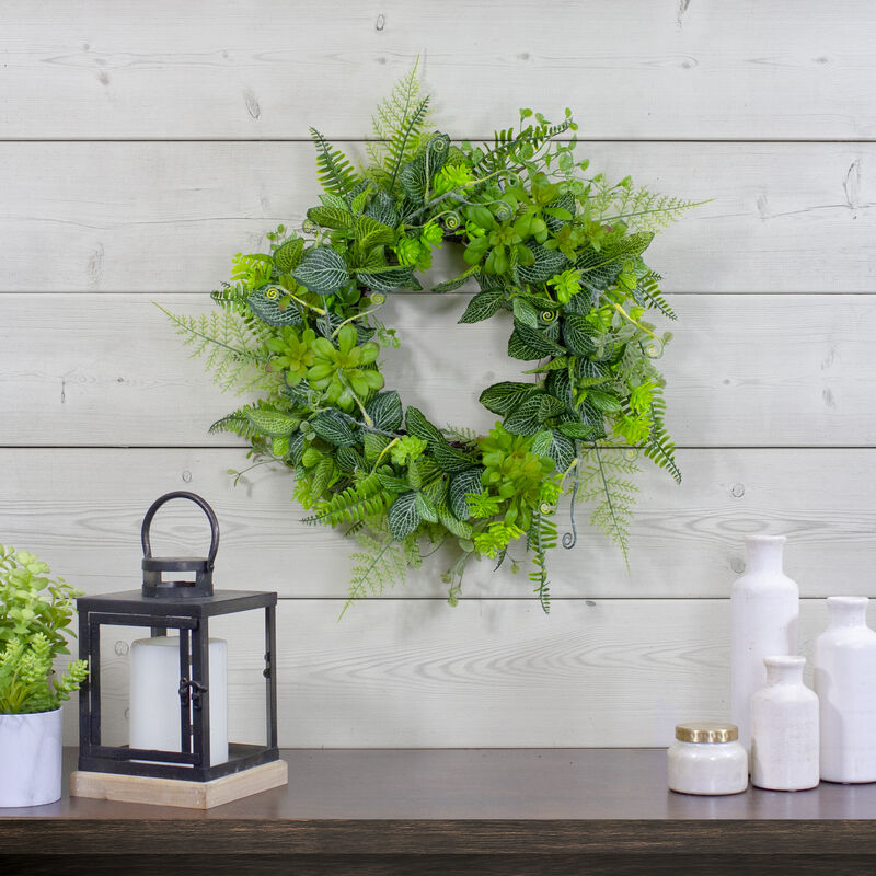 Maidenhair Fern and Assorted Foliage Spring Wreath  24-Inch