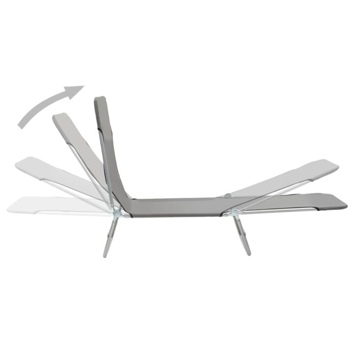 vidaXL Folding Sun Loungers 2 pcs Steel and Fabric Gray