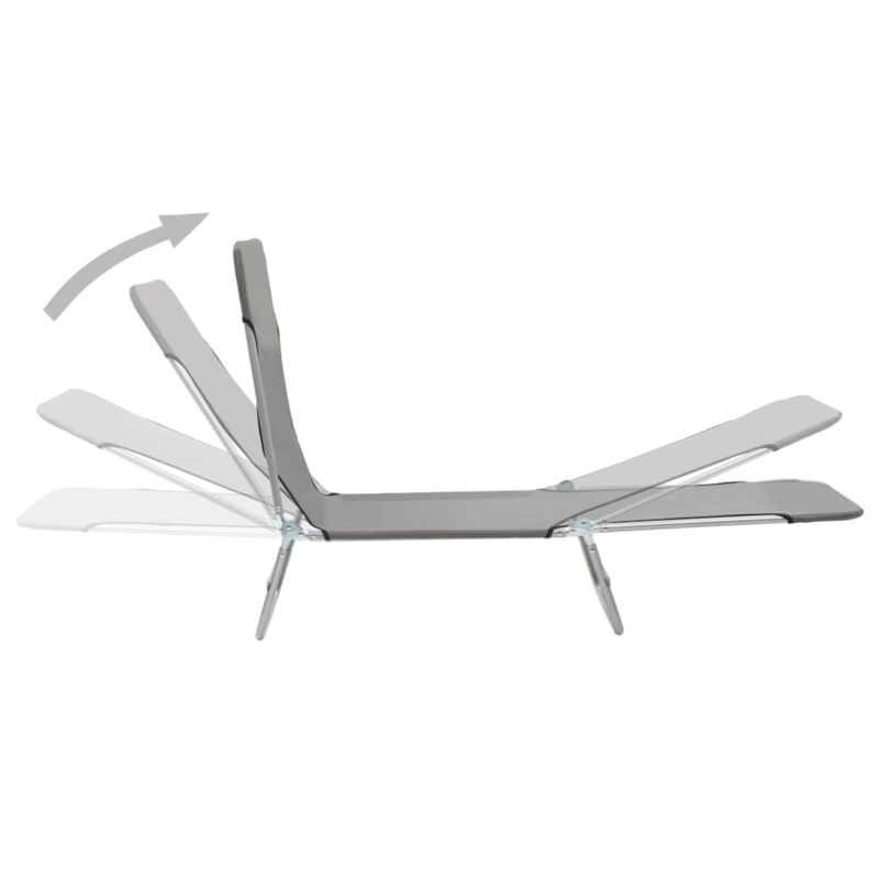vidaXL Folding Sun Loungers 2 pcs Steel and Fabric Gray