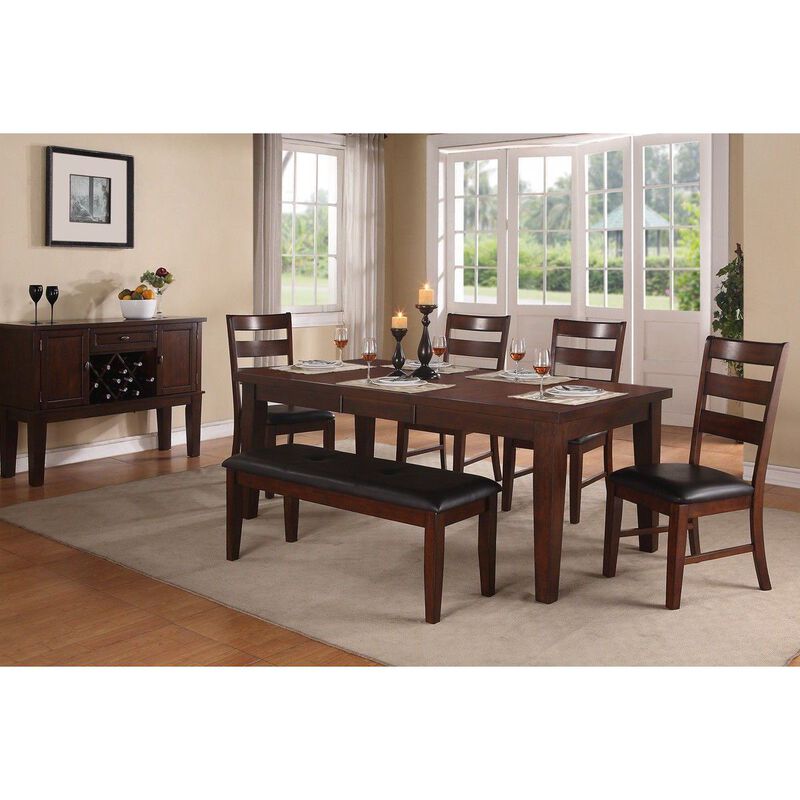 Antique Walnut Finish Solid Wood Set Of 2 Piece Chairs Dining Chair Ladder Back Cushion Seats