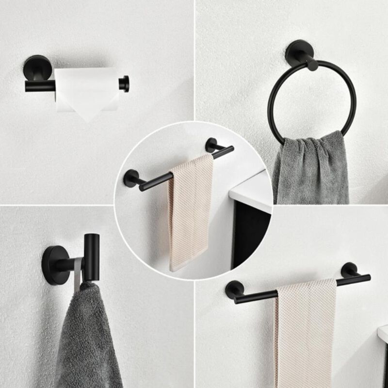 6-Piece Bathroom Towel Rack Set Wall-Mounted Organizer for Towels and Bathroom Essentials