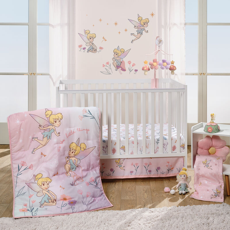 Bedtime Originals Tinker Bell Baby Blanket - Pink, White, Disney, Garden, Floral