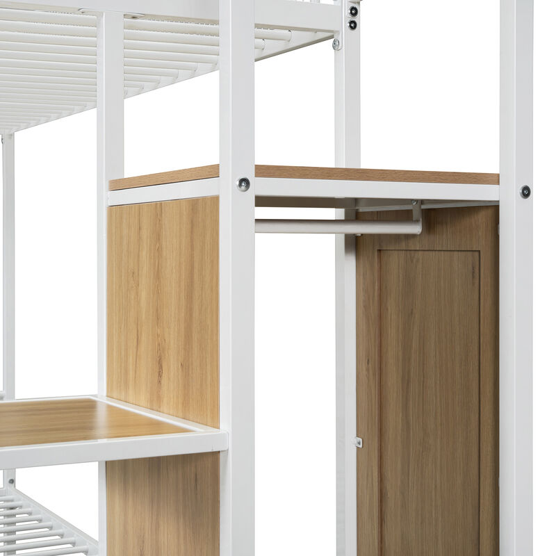 Merax Metal Bunk Bed with Trundle and Wardrobe