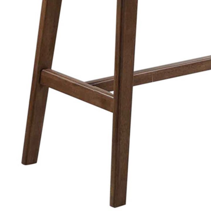 Rectangular Wooden Bar Table with Angled Tapered Legs, Walnut Brown-Benzara