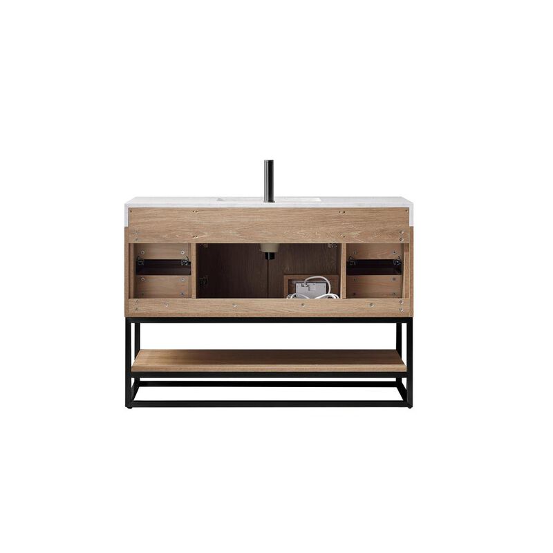 Vinnova Design 48B Single Vanity with White Grain Stone Countertop Without Mirror