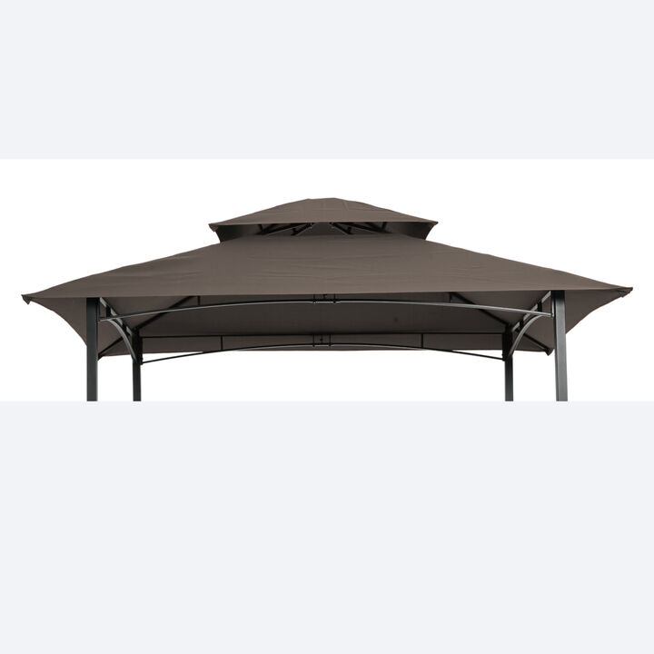 8x5FT Grill Gazebo Replacement Canopy, Double Tiered Bbq Tent Roof Top Cover