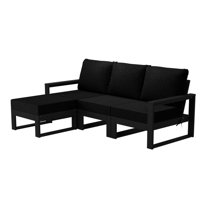 WestinTrends Outdoor 4-Piece HDPE L-Shaped Modular Patio Sofa Furniture Set