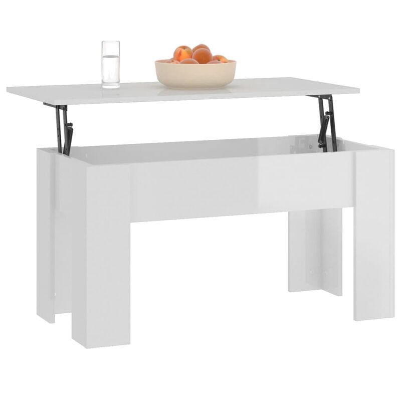 vidaXL Coffee Table High Gloss White 39.8"x19.3"x20.5" Engineered Wood