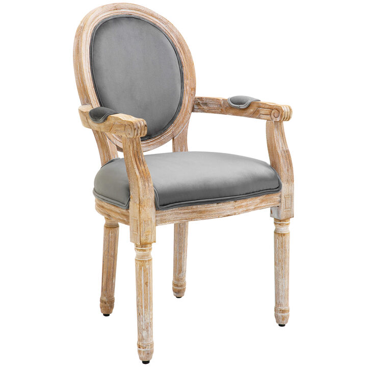 Classic Wood Grain Round Back Seat with Metal Rivets and Carved Pattern Design