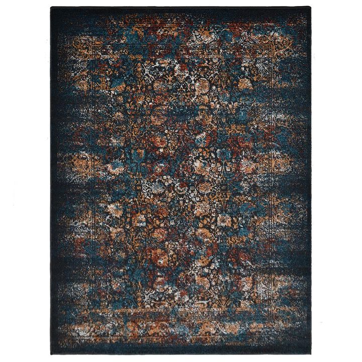 RUGSOTIC CARPETS MACHINE MADE HEATSET POLYPROPYLENE AREA RUGS  - 4'x6', Rectangle Shape, Blue Color, Classic Oriental Traditional  Design, Midium Pile Machine Made Area Rugs (M00053)