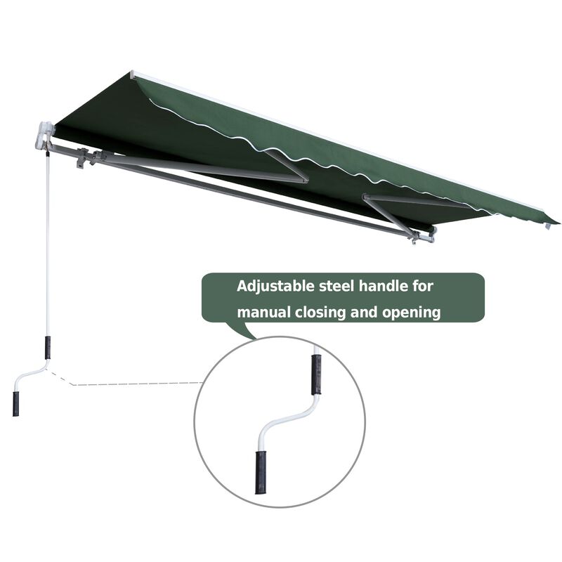 Green Patio Shield: 12'x8' Manual Retractable Awning for Deck & Yard