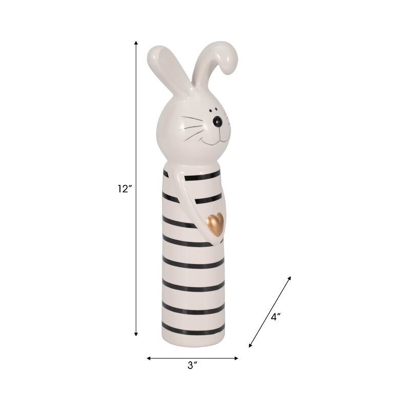 4"x12" Stripe Bunny Gold Heart