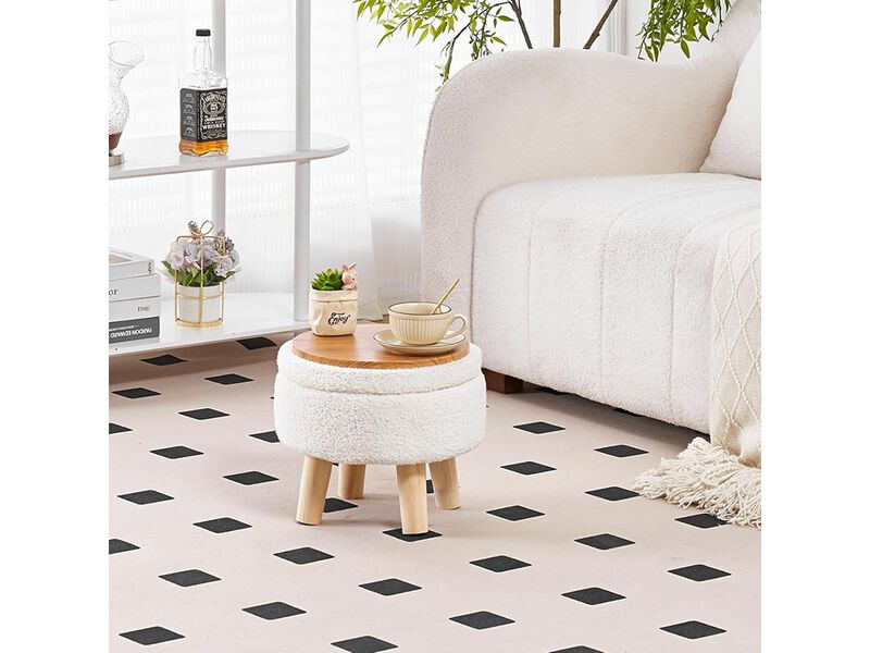 Wimarsbon Modern Round Footrest with Soft Padded Seat