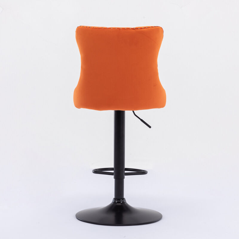 Modern Adjustable Velvet Bar Stools, Set of 2