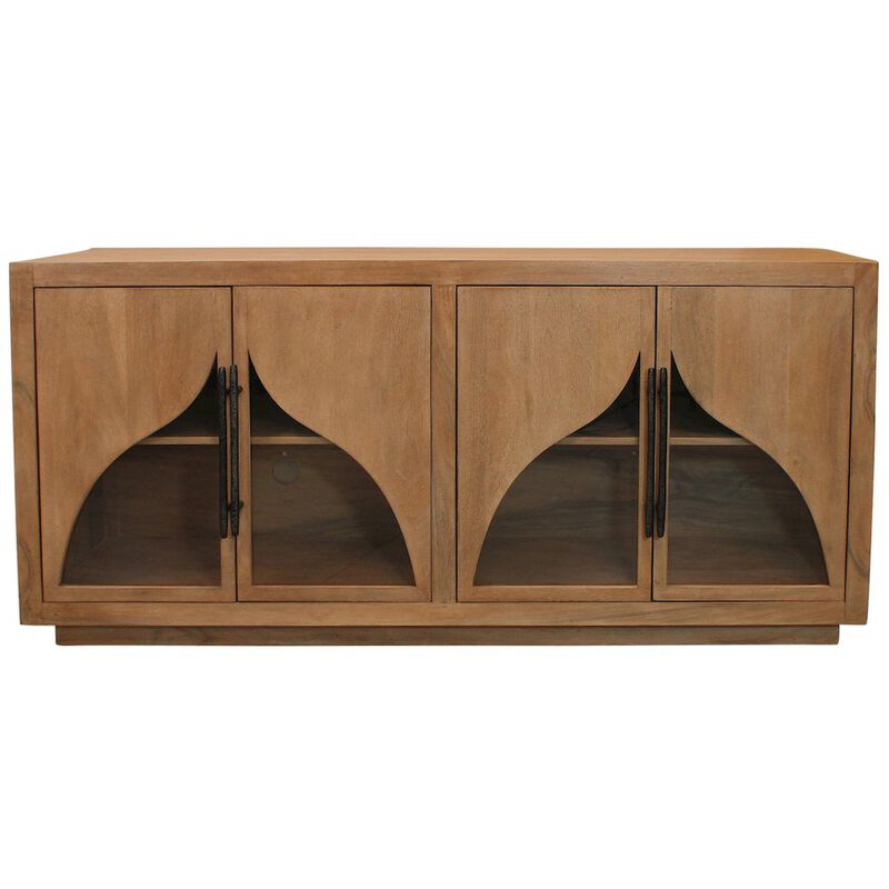 Alex Hamilton Kate 4-Door Sideboard with Solid Wood, Acacia, Iron Handles, Natural Finish