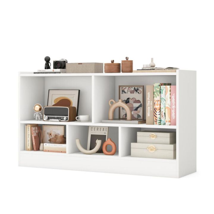 Hivvago Kids 2-Shelf Bookcase 5-Cube Wood Toy Storage Cabinet Organizer