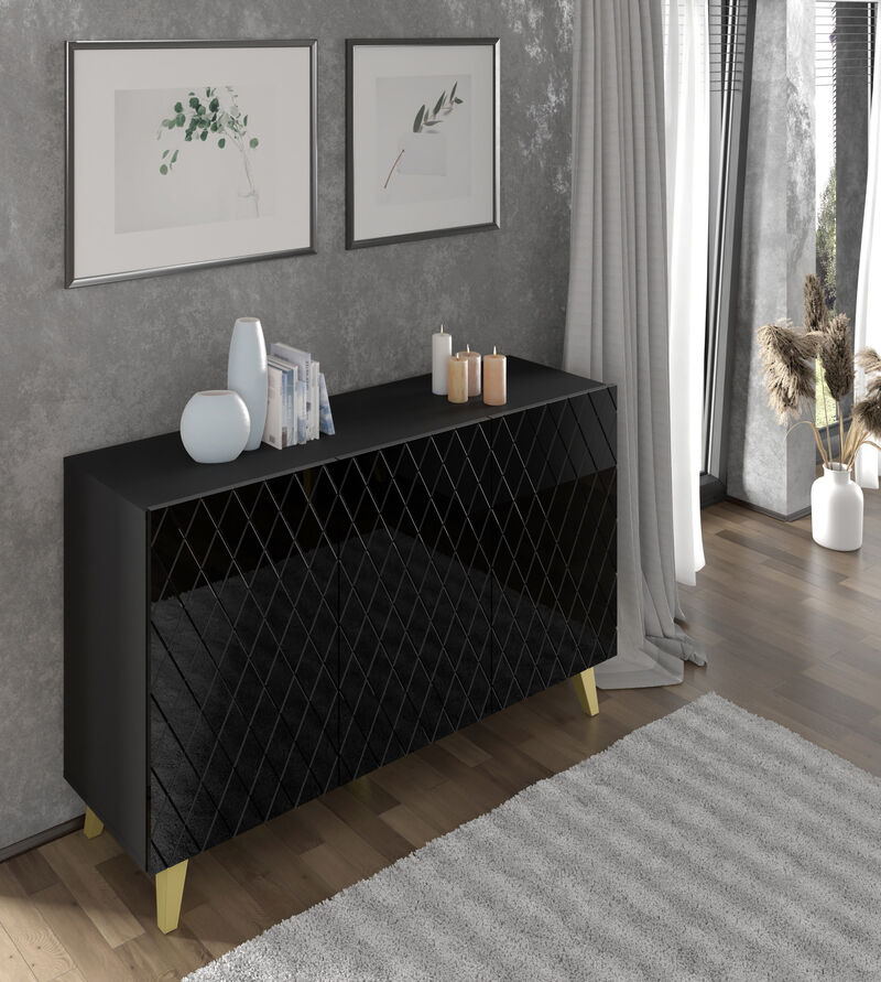 Buffet DIUNA 3D 57'' Commode Milled MDF Fronts, White High Gloss