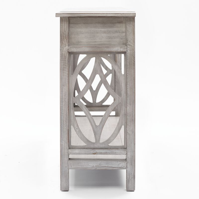 LuxenHome Gray Wood 2-Drawer 1-Shelf Console and Entry Table