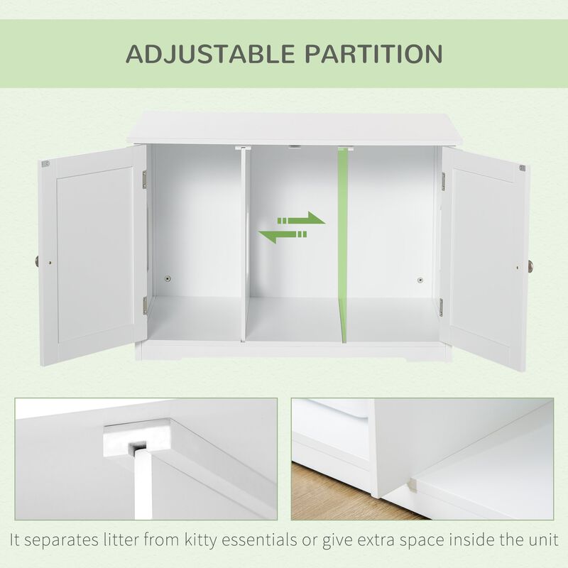 White Cat Furniture: Litter Box Side Table with Adjustable Partition