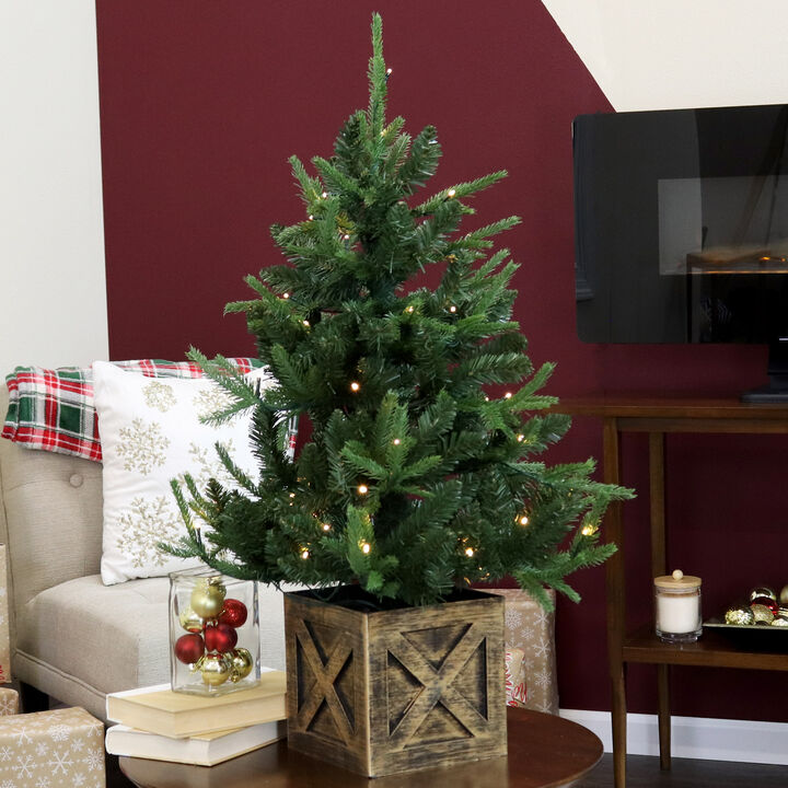 Sunnydaze Farmhouse Indoor Pre-Lit Artificial Christmas Tree - 3 ft