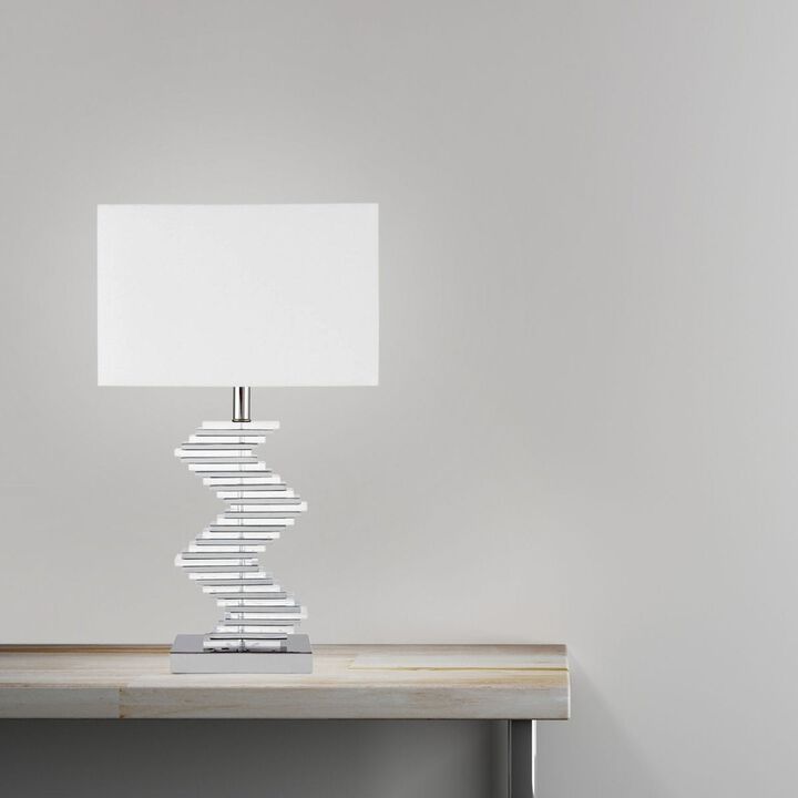 Two Tone Paved Table Lamp Chrome Metal LED Light