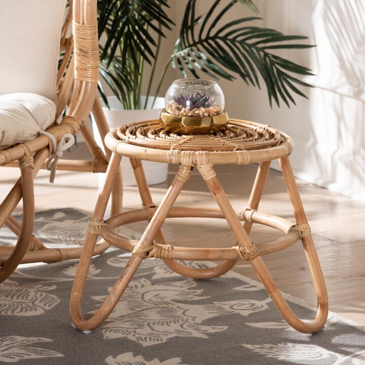 Baxton Studio Jacinda Modern Bohemian Natural Brown Rattan End Table