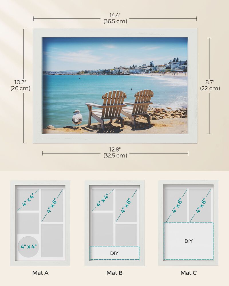 Box Picture Photo Frame with 8 Wood Push Pins