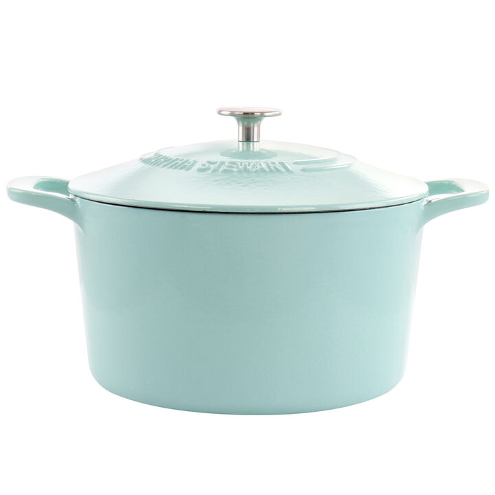 Martha Stewart 7 Quart Enameled Cast Iron Dutch Oven with Lid in Blue