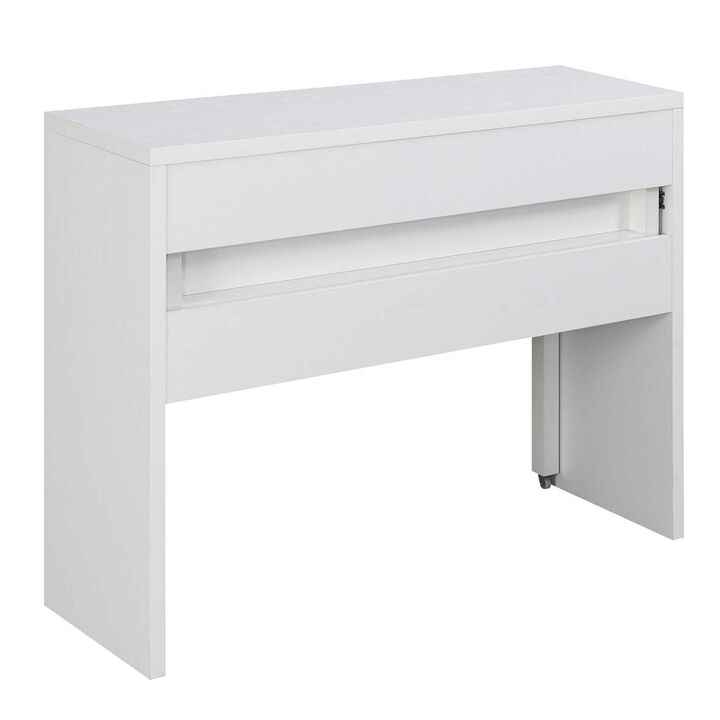 Convenience Concepts Newport JB Console/Sliding Desk with Drawer and Riser, White