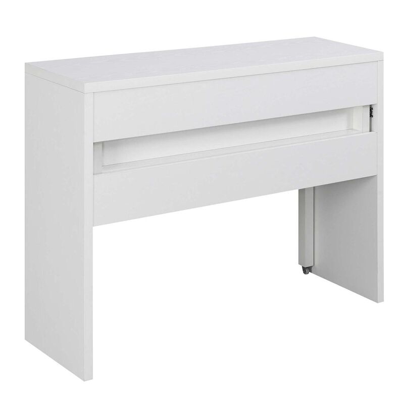 Convenience Concepts Newport JB Console/Sliding Desk with Drawer and Riser, White