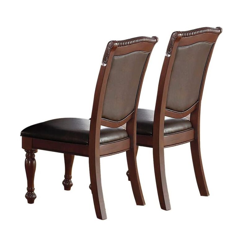 Brown Faux Leather Side Chairs - Set of 2