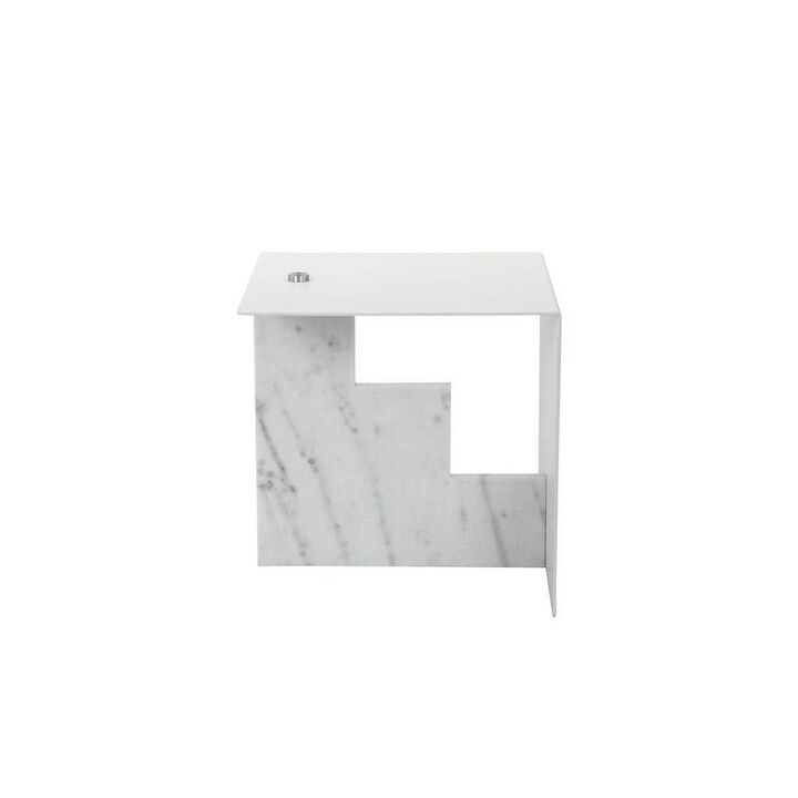 Shatana Home Rise side table in white and steel